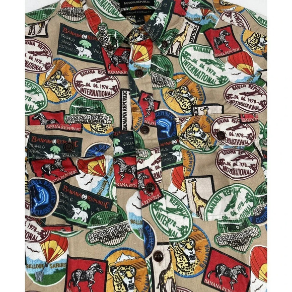 Banana Republic Men's Size Large Patchwork Expedition Button Down Shirt - Picture 12 of 12